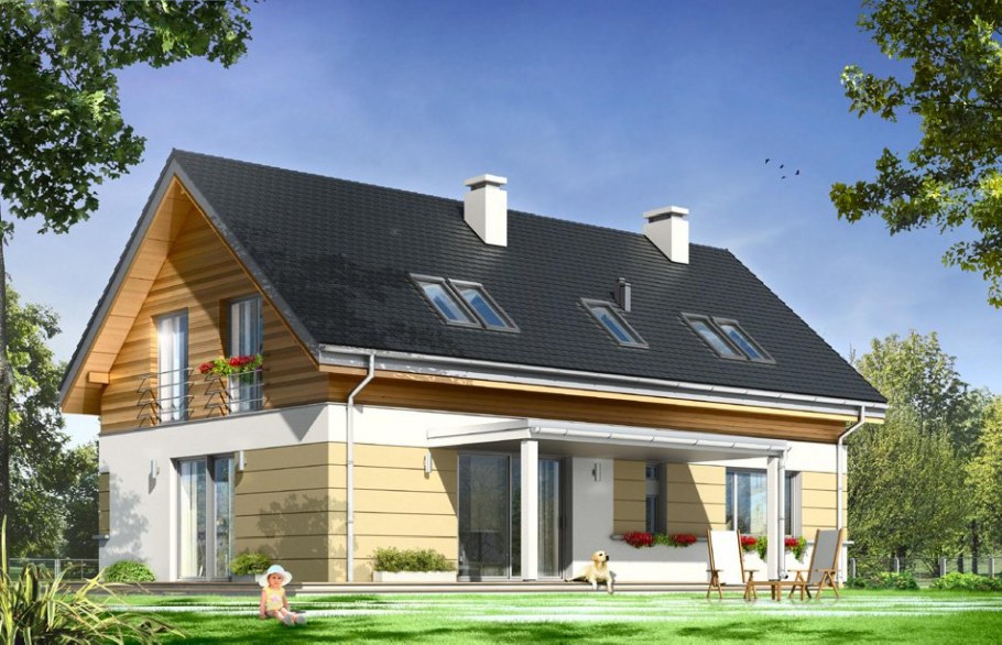 Дом с двускатной крышей