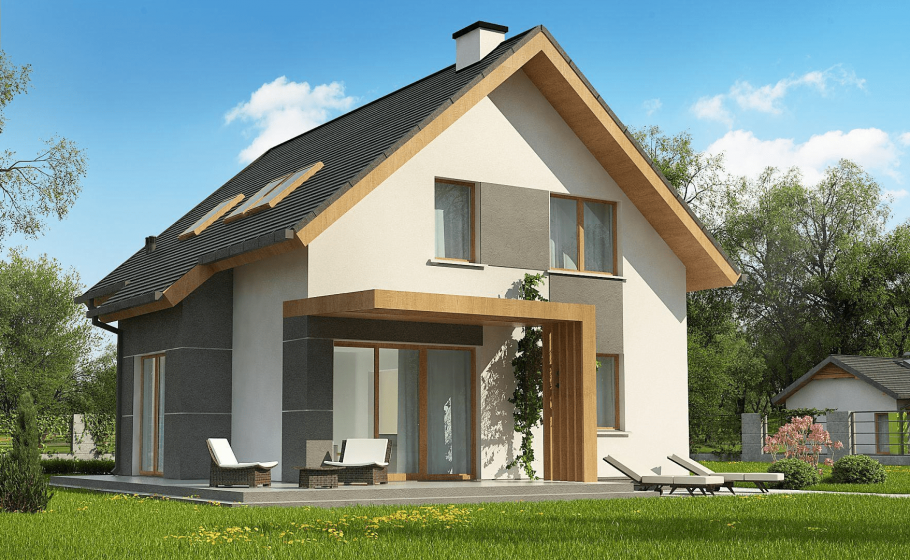 Дом с мансардной крышей и гаражом