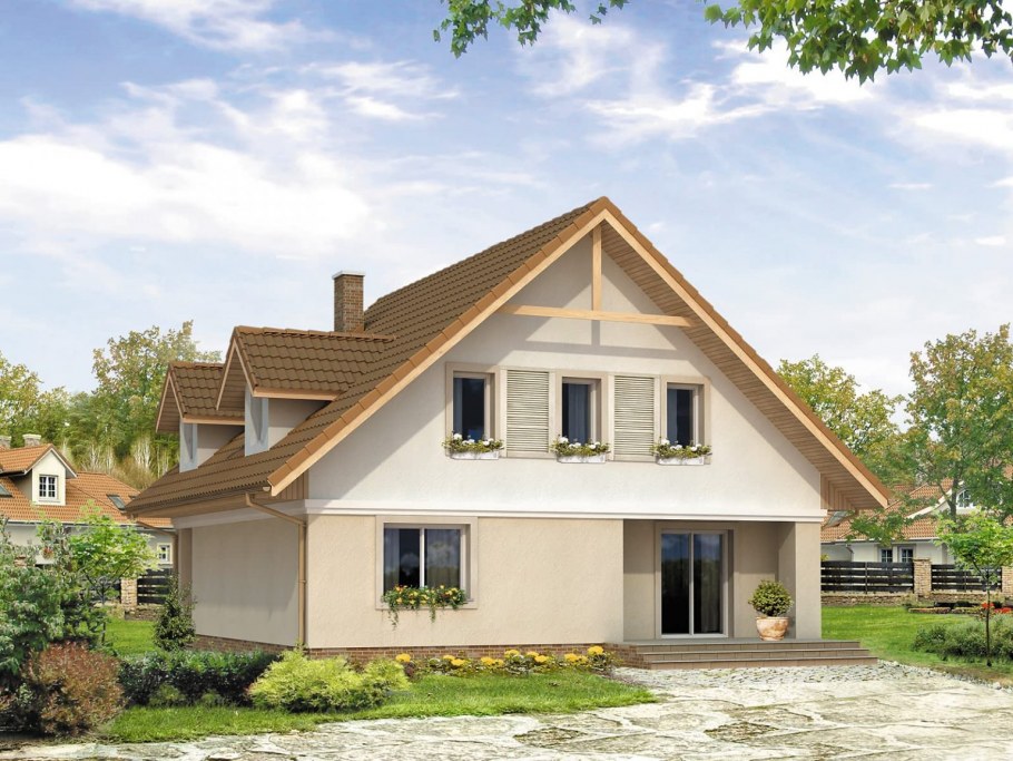 Коттедж с двускатной крышей