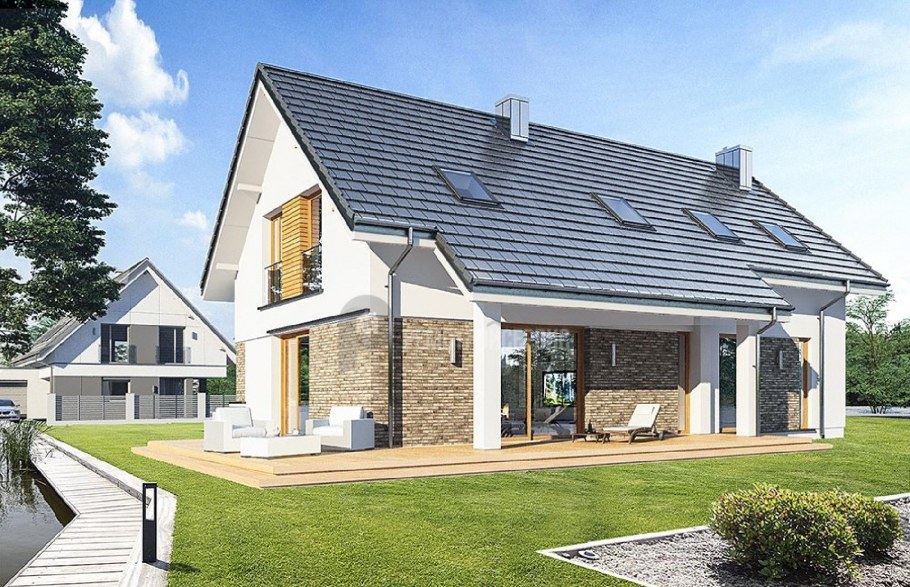 Дом с двускатной крышей