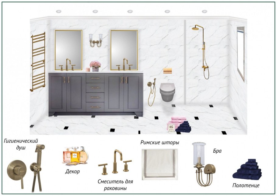 Концепт коллаж интерьера ванной