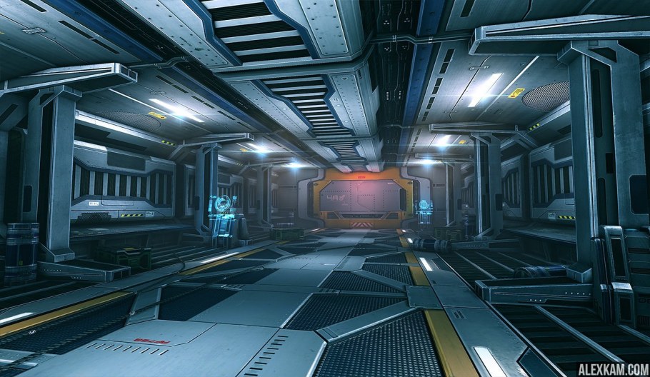 3d коридор космического корабля амонг АС