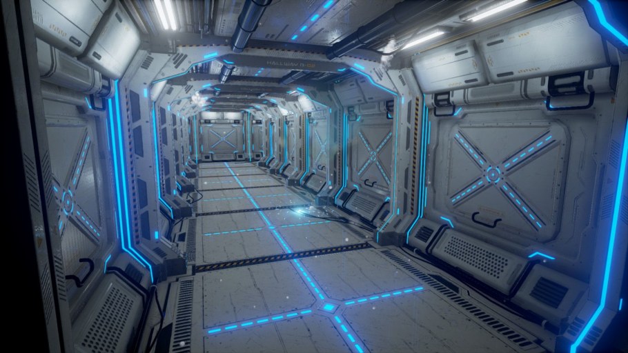 3d коридор космического корабля амонг АС