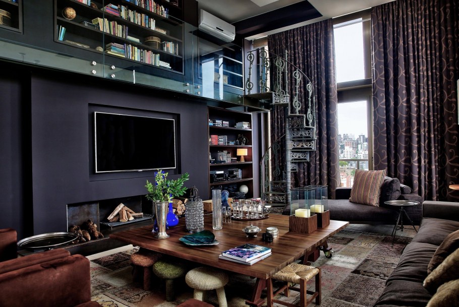 Гостиная в темных тонах