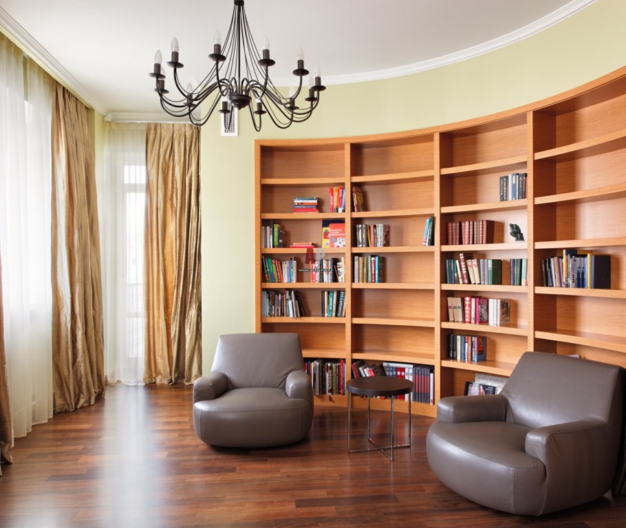 Интерьер библиотеки в квартире