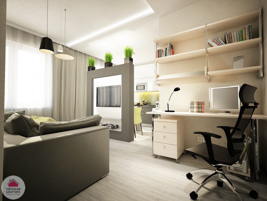 Интерьер с рабочей зоной для шитья комната 16 квадратов