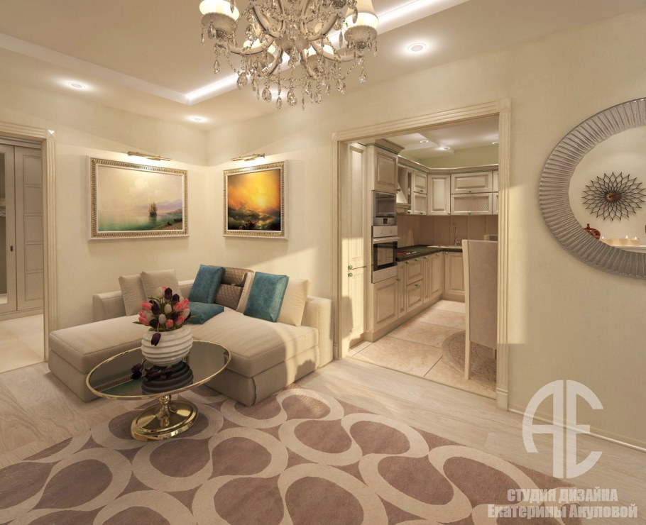 Интерьер трехкомнатной квартиры 62 кв.м