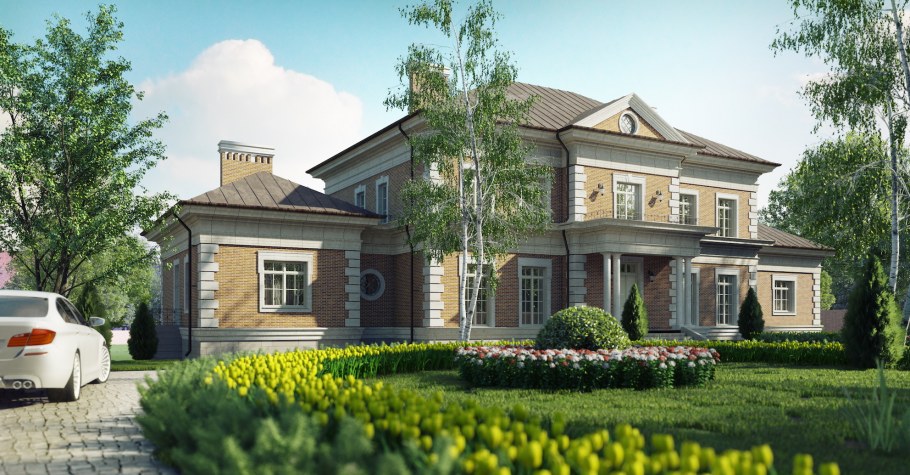 Кирпичный особняк в Москве русский стиль