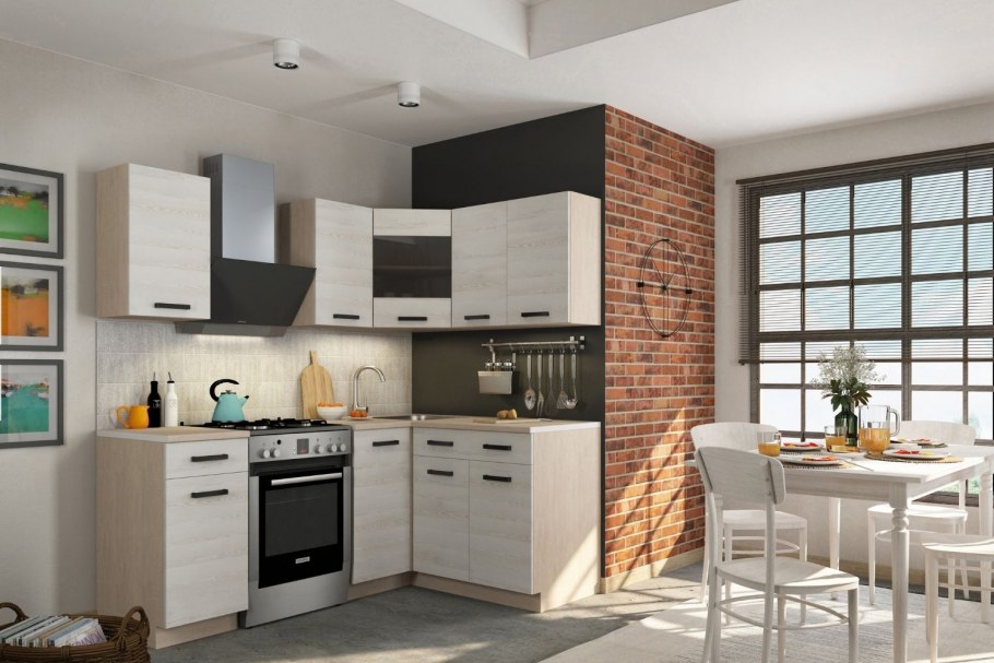 Кухонный гарнитур Алиса Loft 3 угловая (дуб сонома/сосна белая Loft) 1400*1100