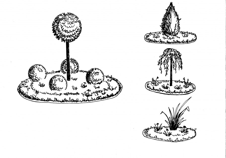 Клумба карандашом