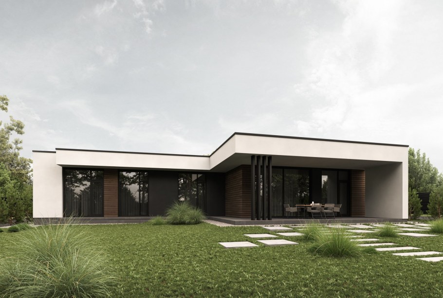 Одноэтажный дом в стиле Минимализм