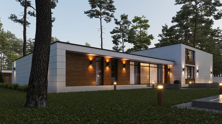 Одноэтажный дом в стиле Hi Tech