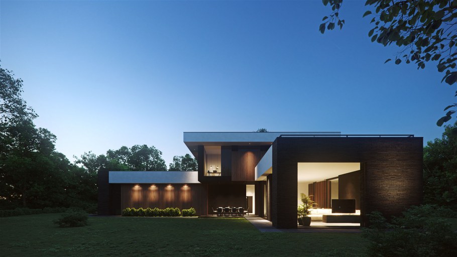 Проект современного дома с плоской крышей Архитектор Илья Елисеев