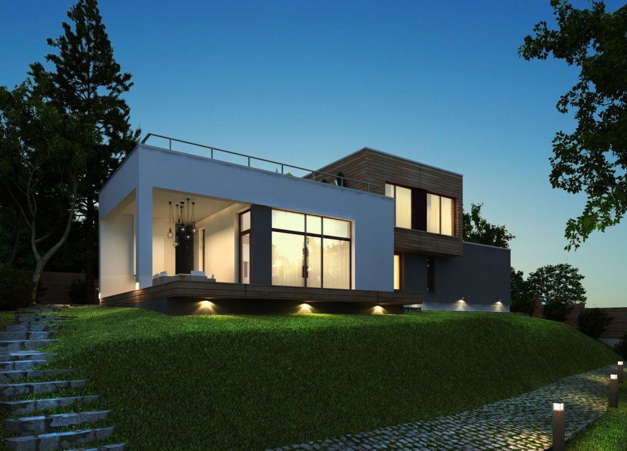 Коттедж с плоской крышей