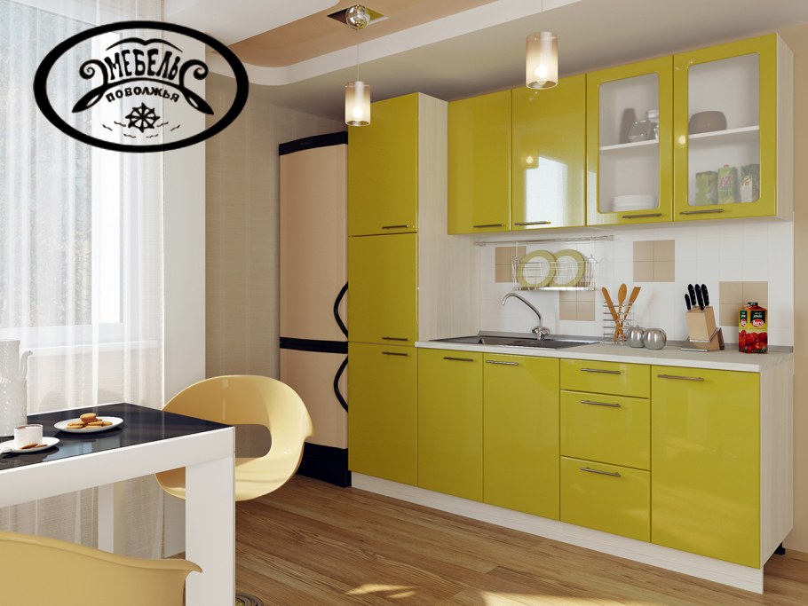 Желто зеленая кухня