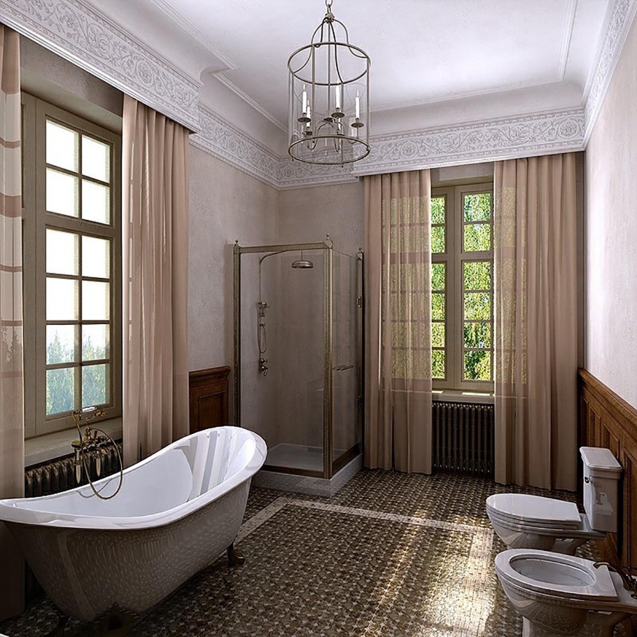 Современные Ванные комнаты с окном