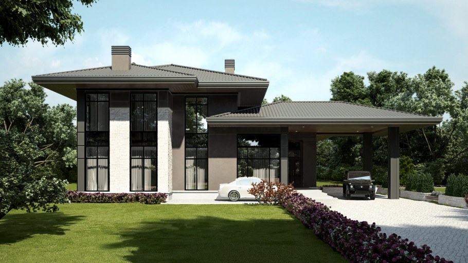 Современный двухэтажный дом