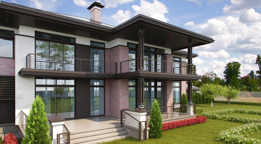 Трехэтажный дом с террасой