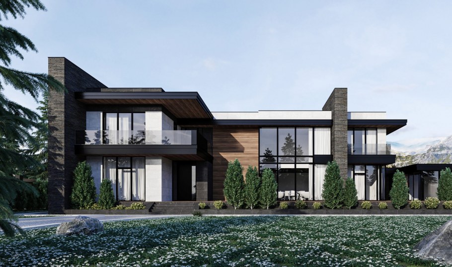 Одноэтажный дом с плоской