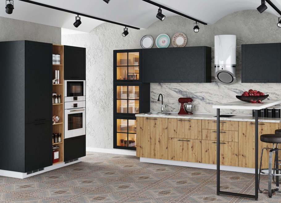 Кухни лофт бетон темный /светлый ДСВ