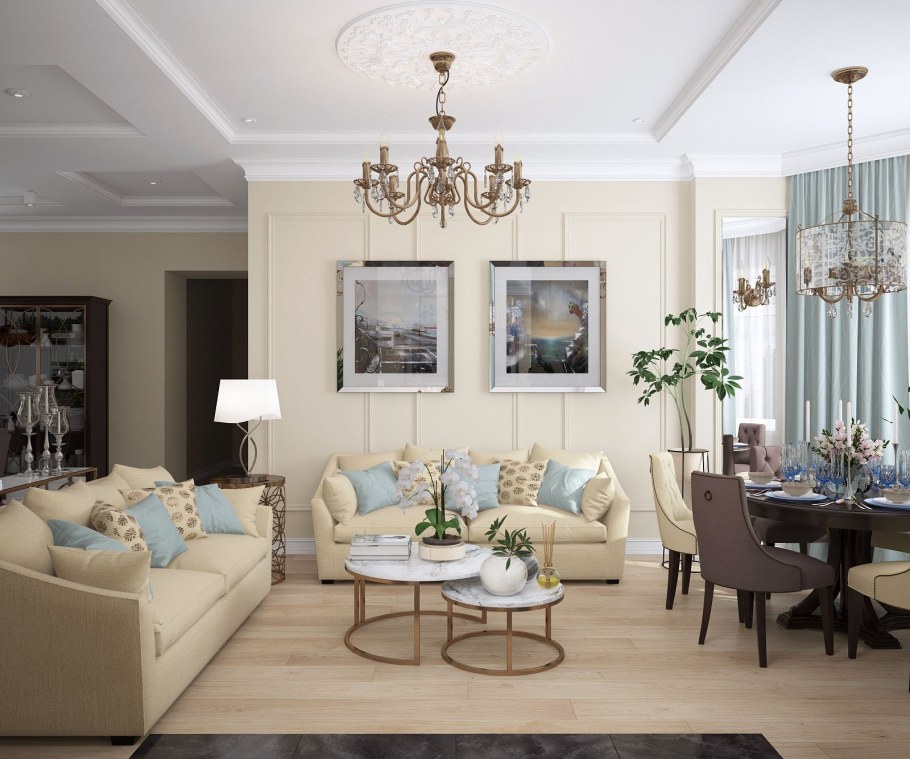 Гостиная в стиле американская классика