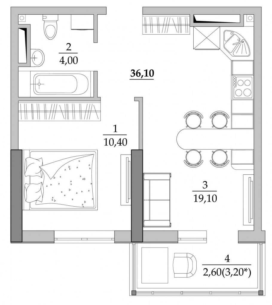 Квартира студия 50м2 планировка