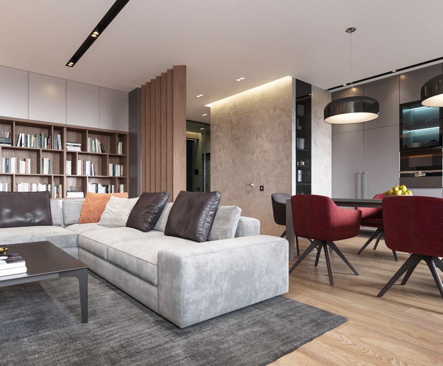 Диван в центре гостиной