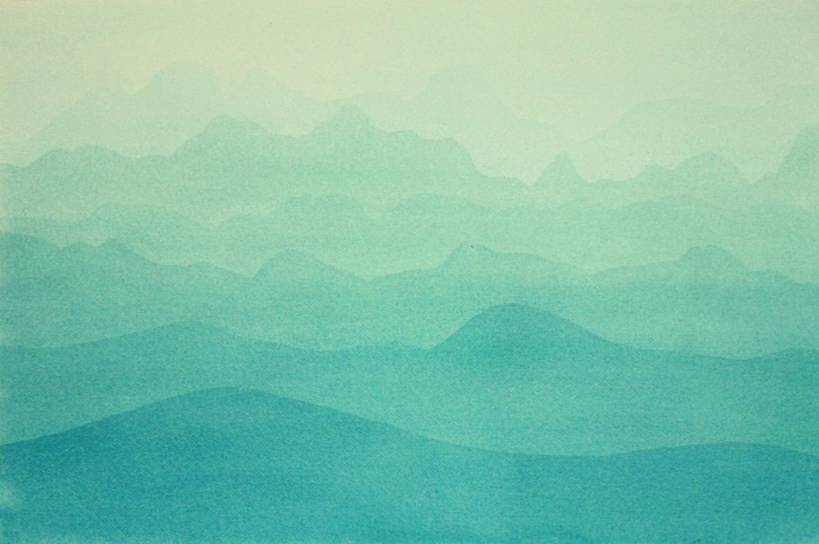 Пейзаж в голубых и розовых тонах