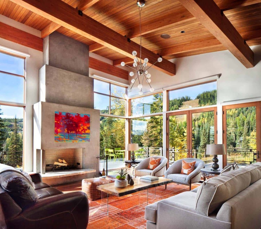 Интерьеры в домах из клееного бруса в скандинавском стиле