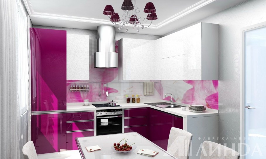 Кухня цвета фуксии