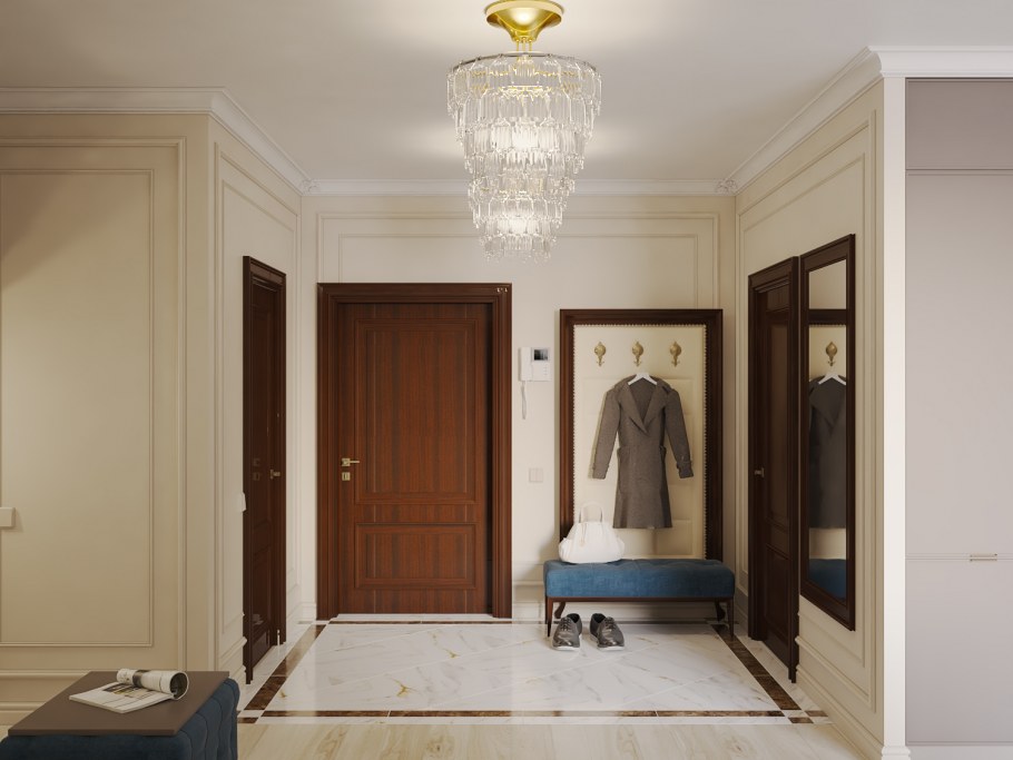 Прихожая в классическом стиле белая