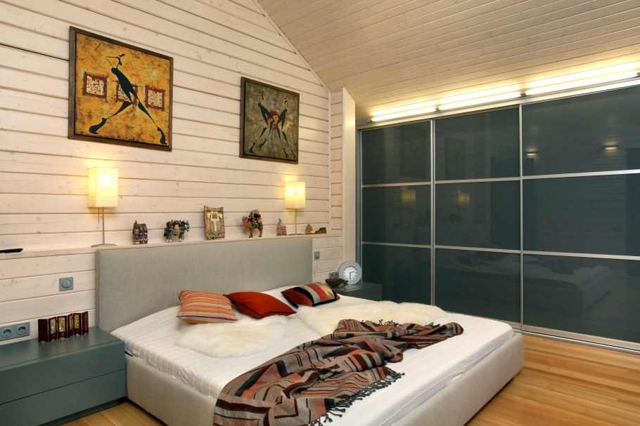 Спальня из имитации бруса