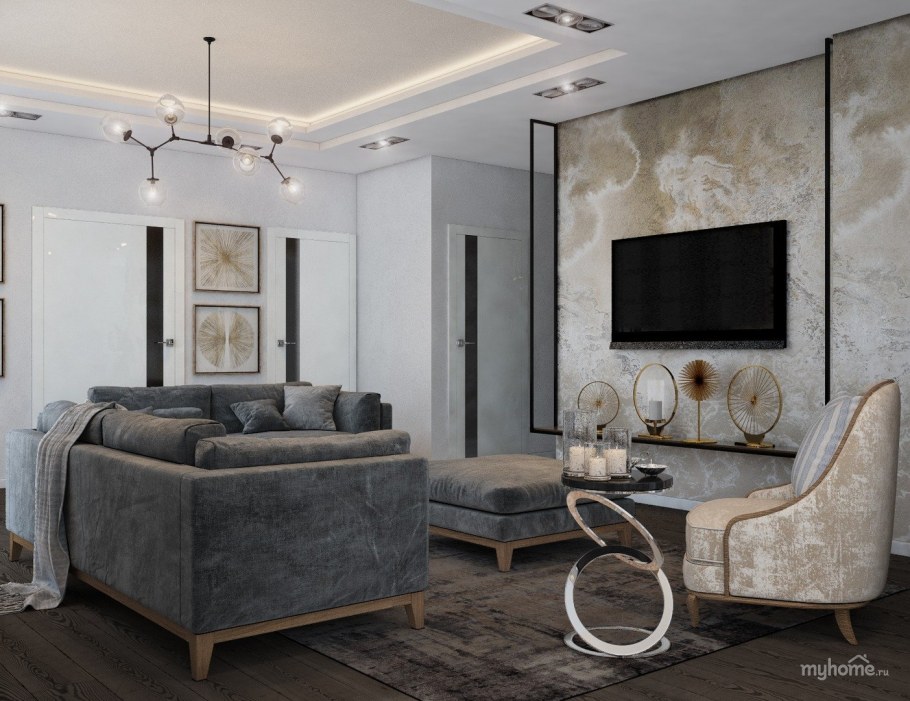 Гостиная белый мрамор