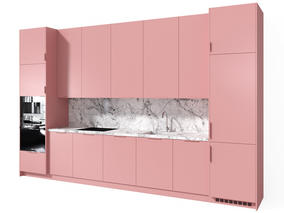 Кухня с розовыми фасадами