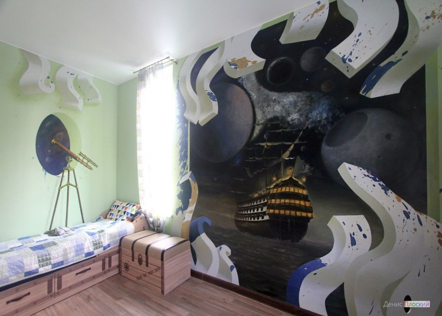 Роспись стен в комнате мальчика