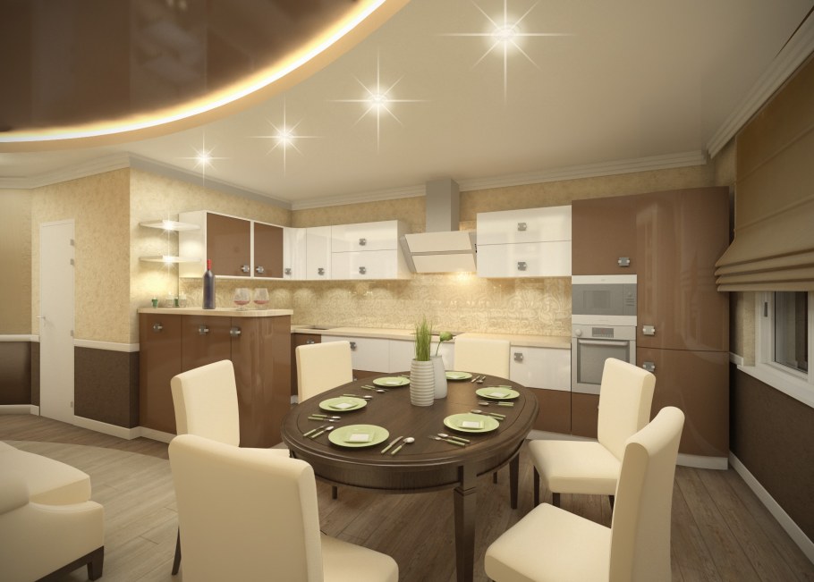 Кухня-гостиная с барной стойкой