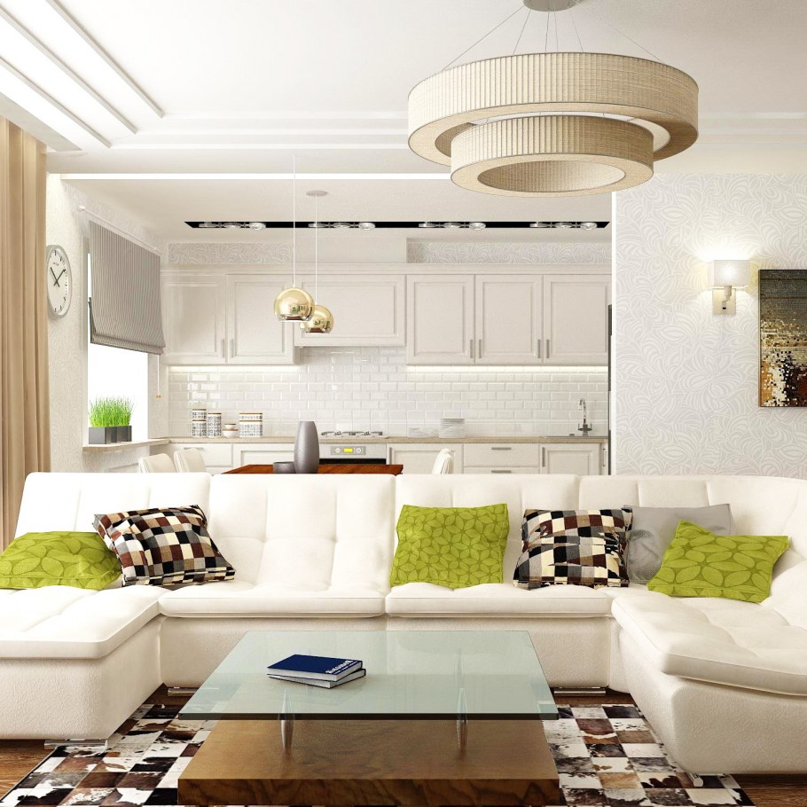 Кухня гостиная с угловой кухней