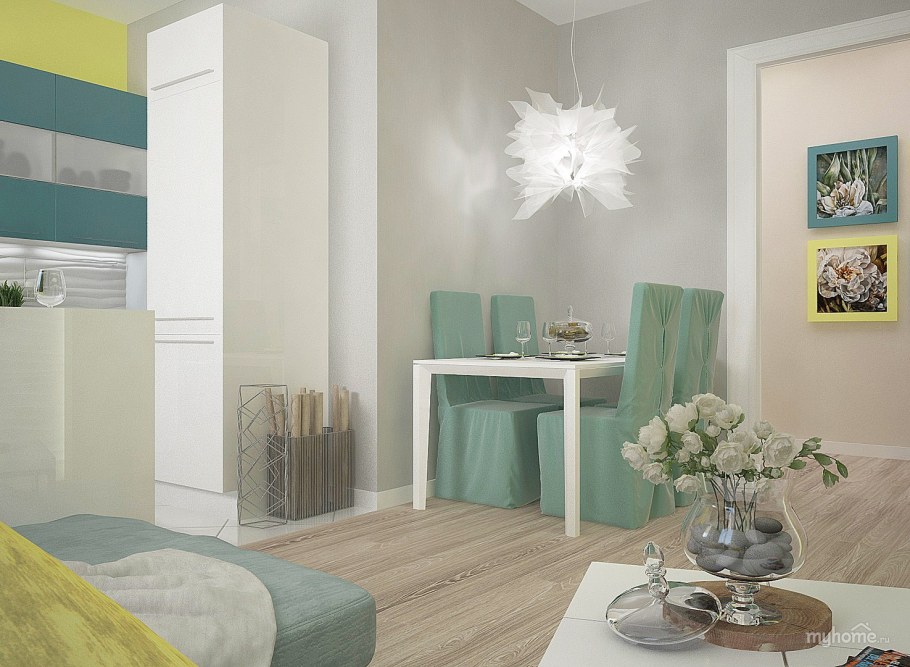 Мятный серый белый в интерьере