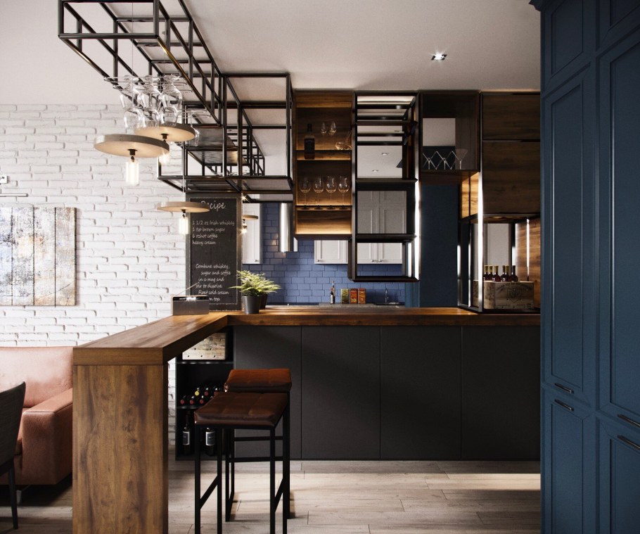 Кухня в стиле лофт 7м2