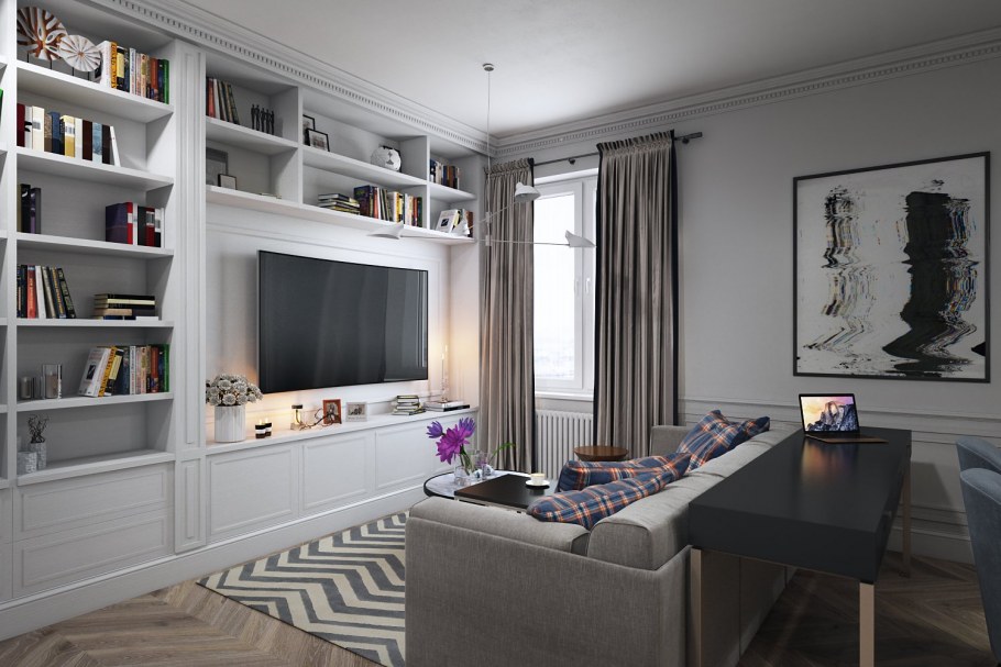 Телевизор в интерьере гостиной