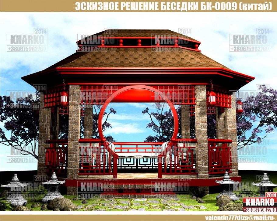 Проект беседки в китайском стиле