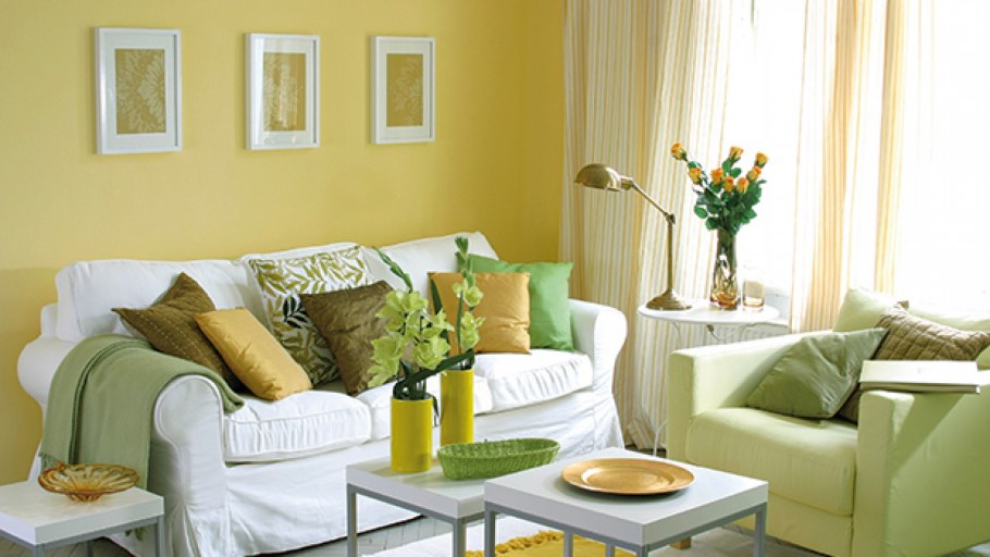 Гостиная в светло зеленых тонах