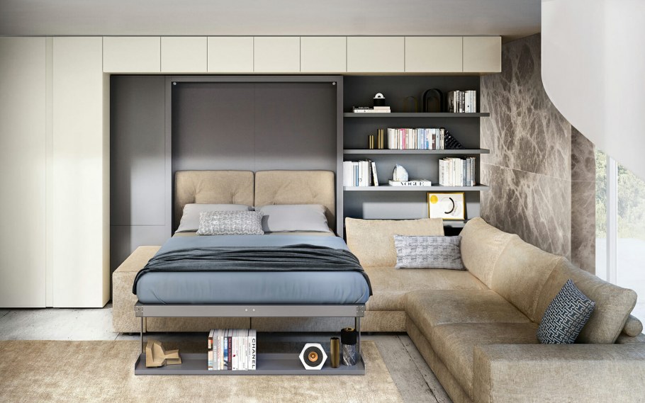 Кровать встроенная в шкаф для квартиры студии