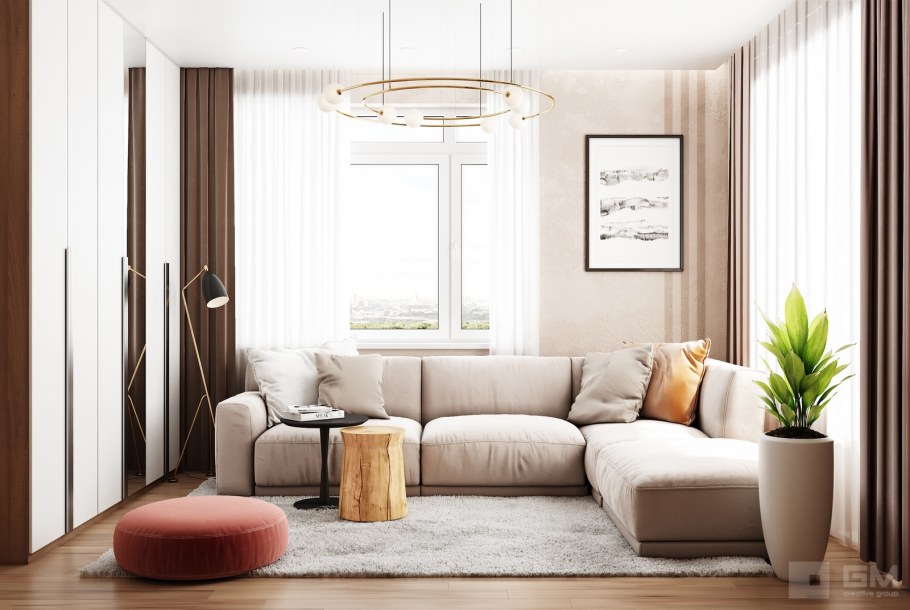 Гостиная 18 кв м в стиле Прованс