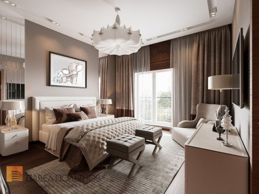 Дизайн интерьера спальня 26кв современная классика
