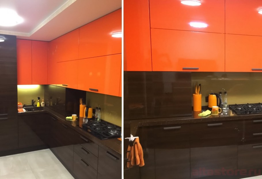 Кухня в хрущевке в оранжевых тонах