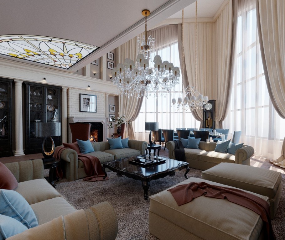 Гостиная второй свет Неоклассика