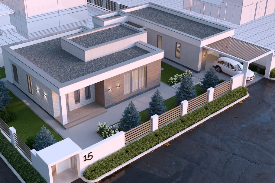 Дуплекс 12на12 с плоской крышей