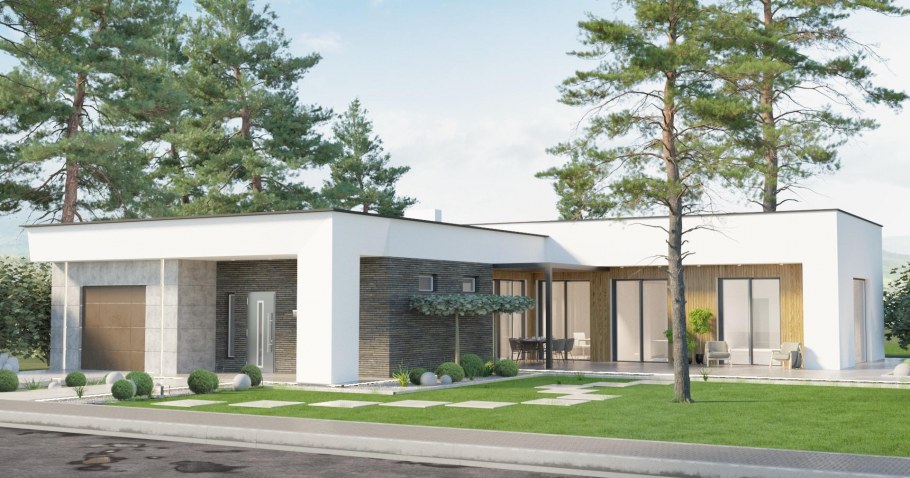 Флэтхаус с плоской крышей одноэтажный