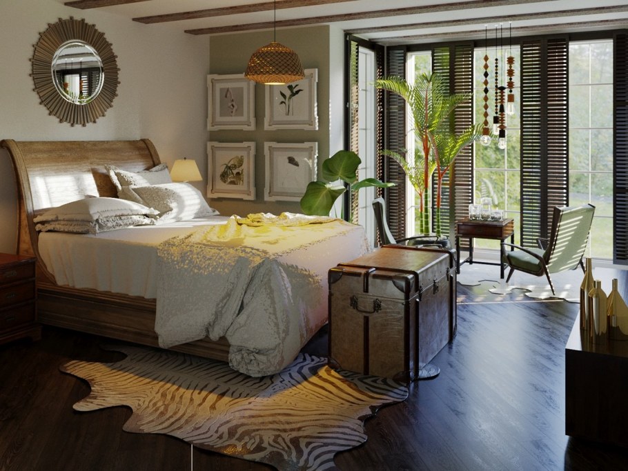 Спальня в колониальном стиле